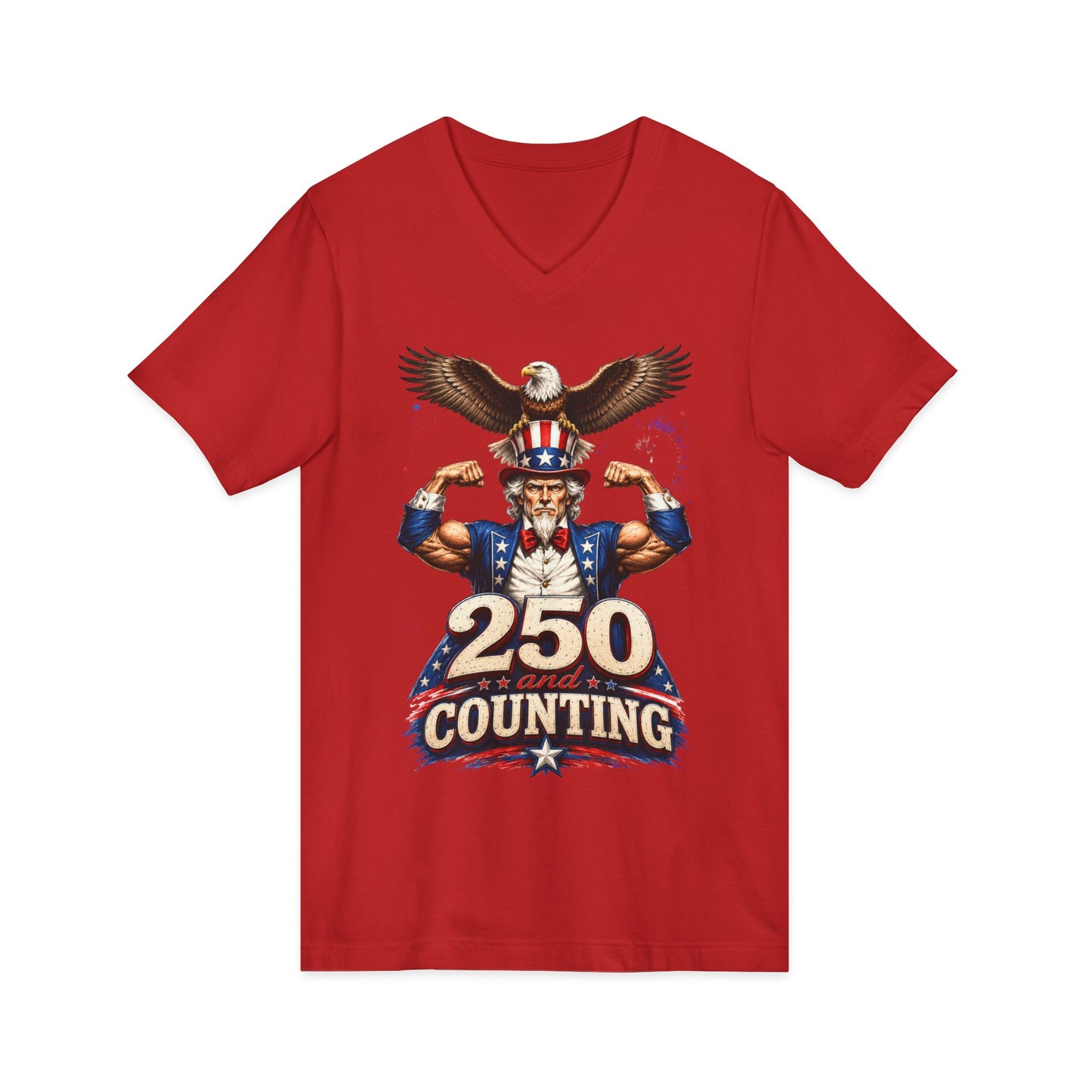 Patriotic '250 and Counting' V-Neck Tee