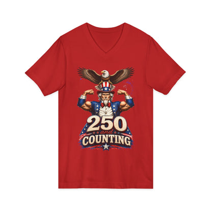 Patriotic '250 and Counting' V-Neck Tee