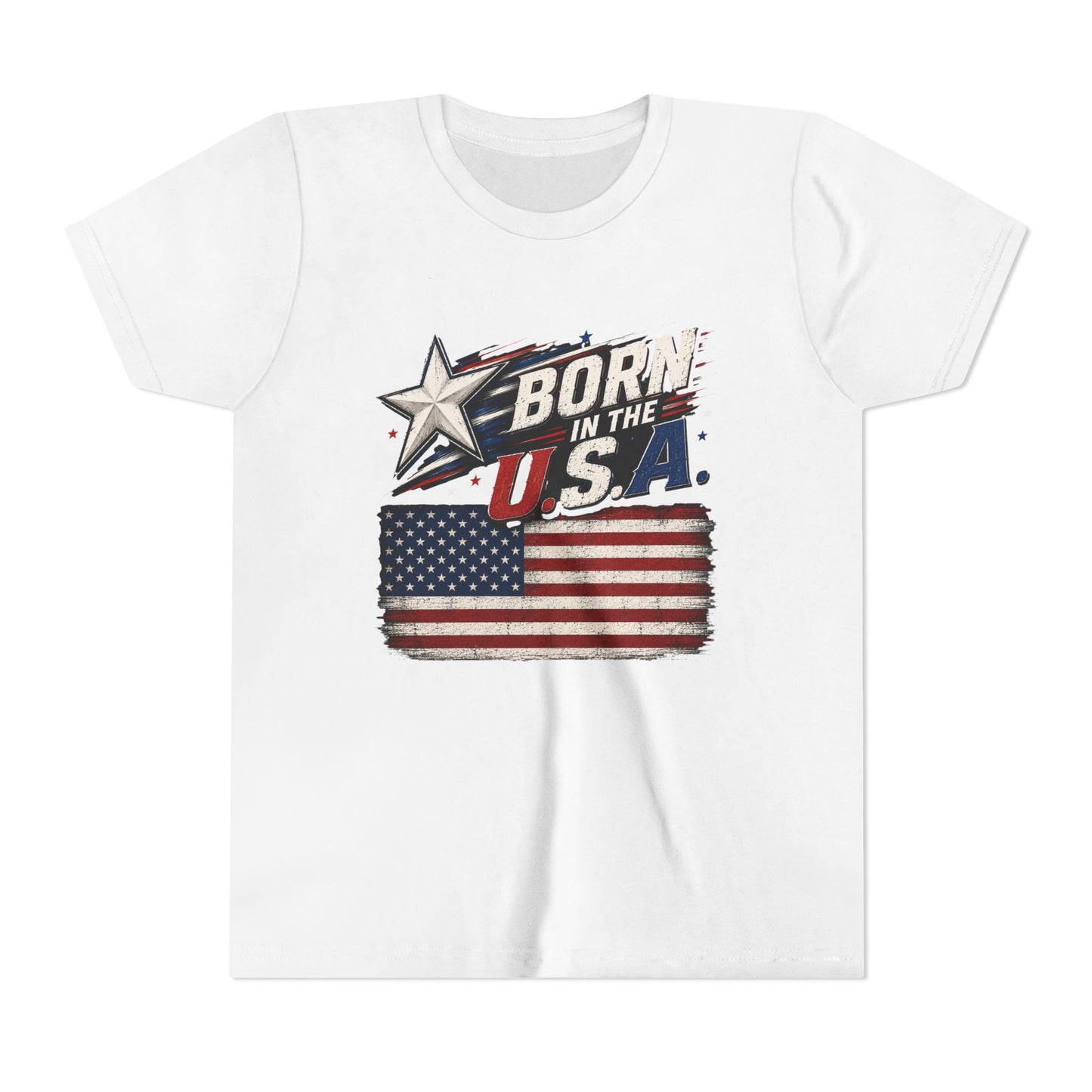 Youth Tee - "Born in the USA" American Flag Patriotic Shirt