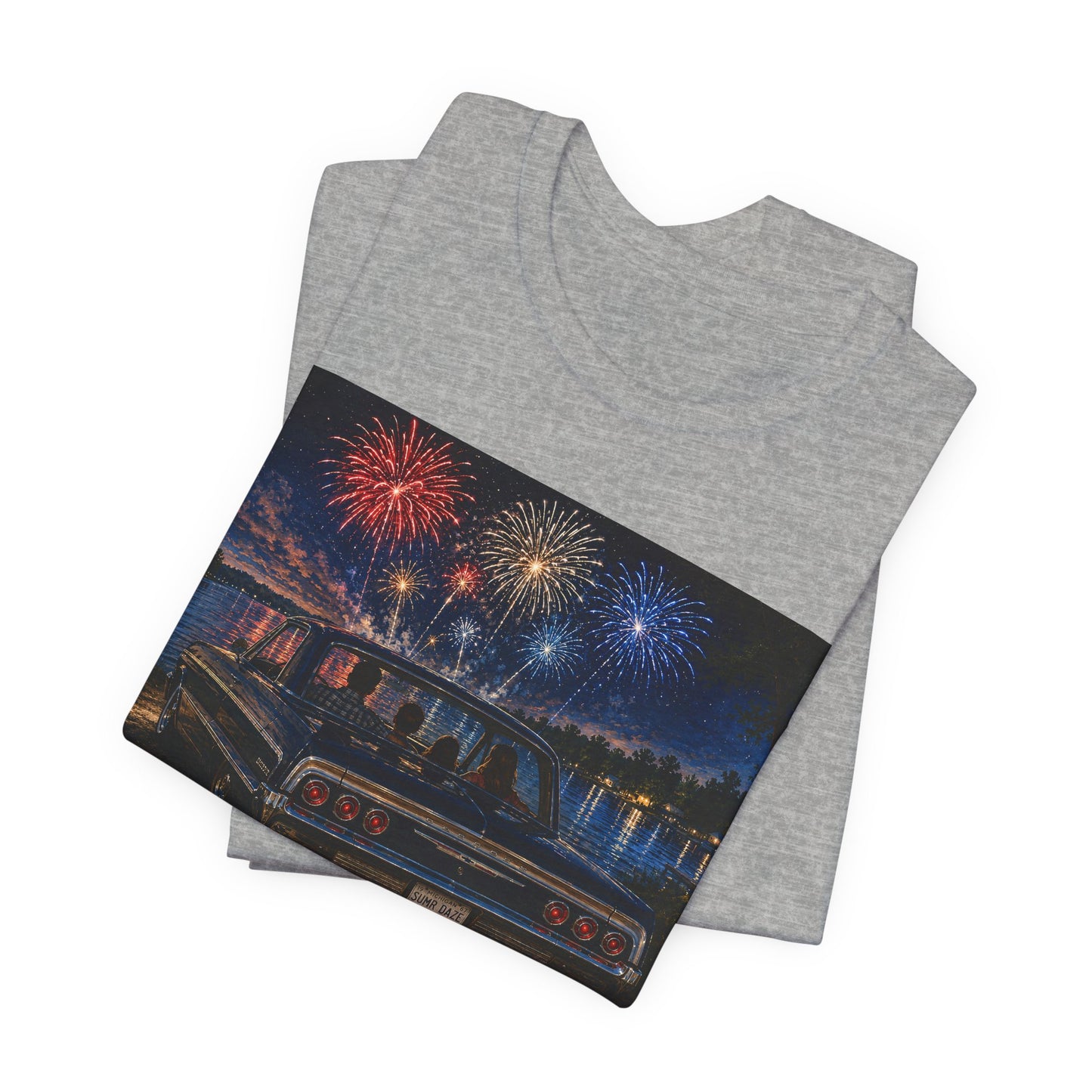 Summer Daze Tee - Retro Car & Fireworks Vintage Graphic Shirt