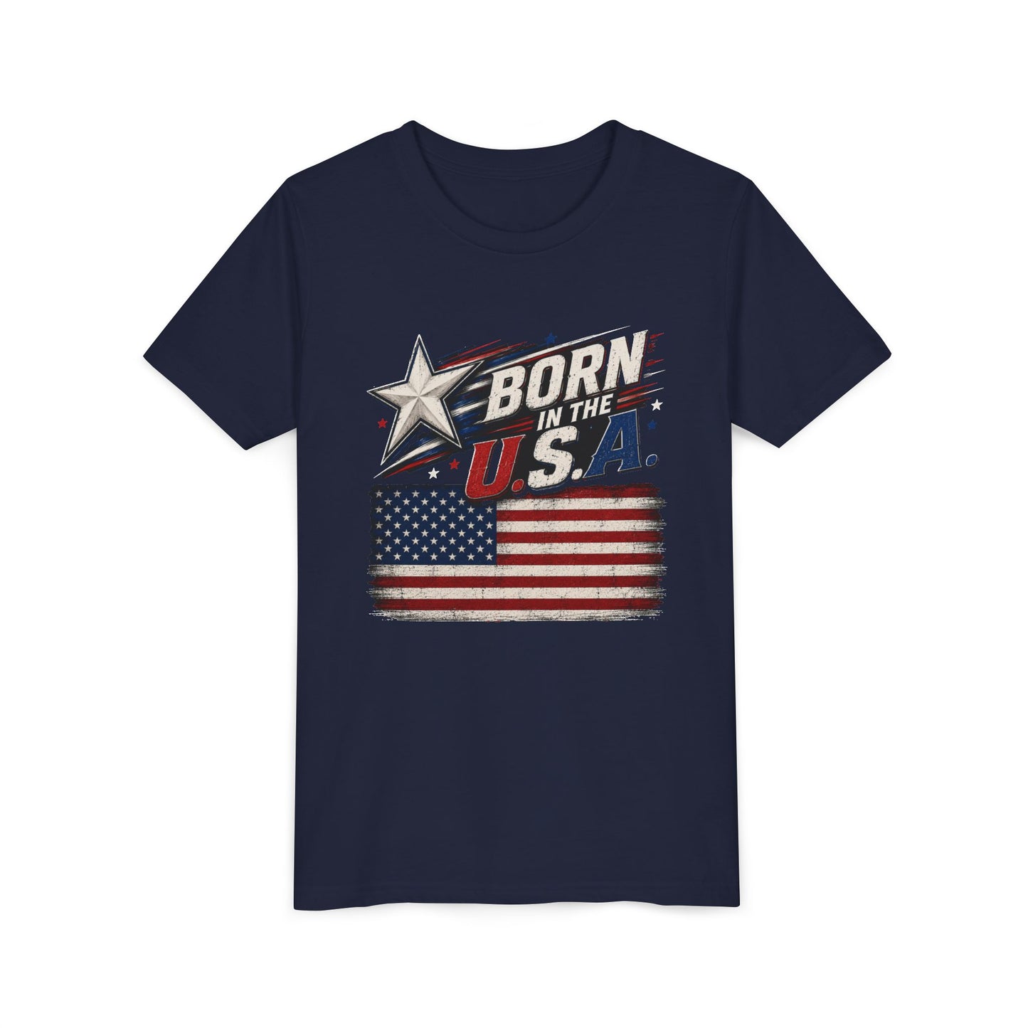 Youth Tee - "Born in the USA" American Flag Patriotic Shirt