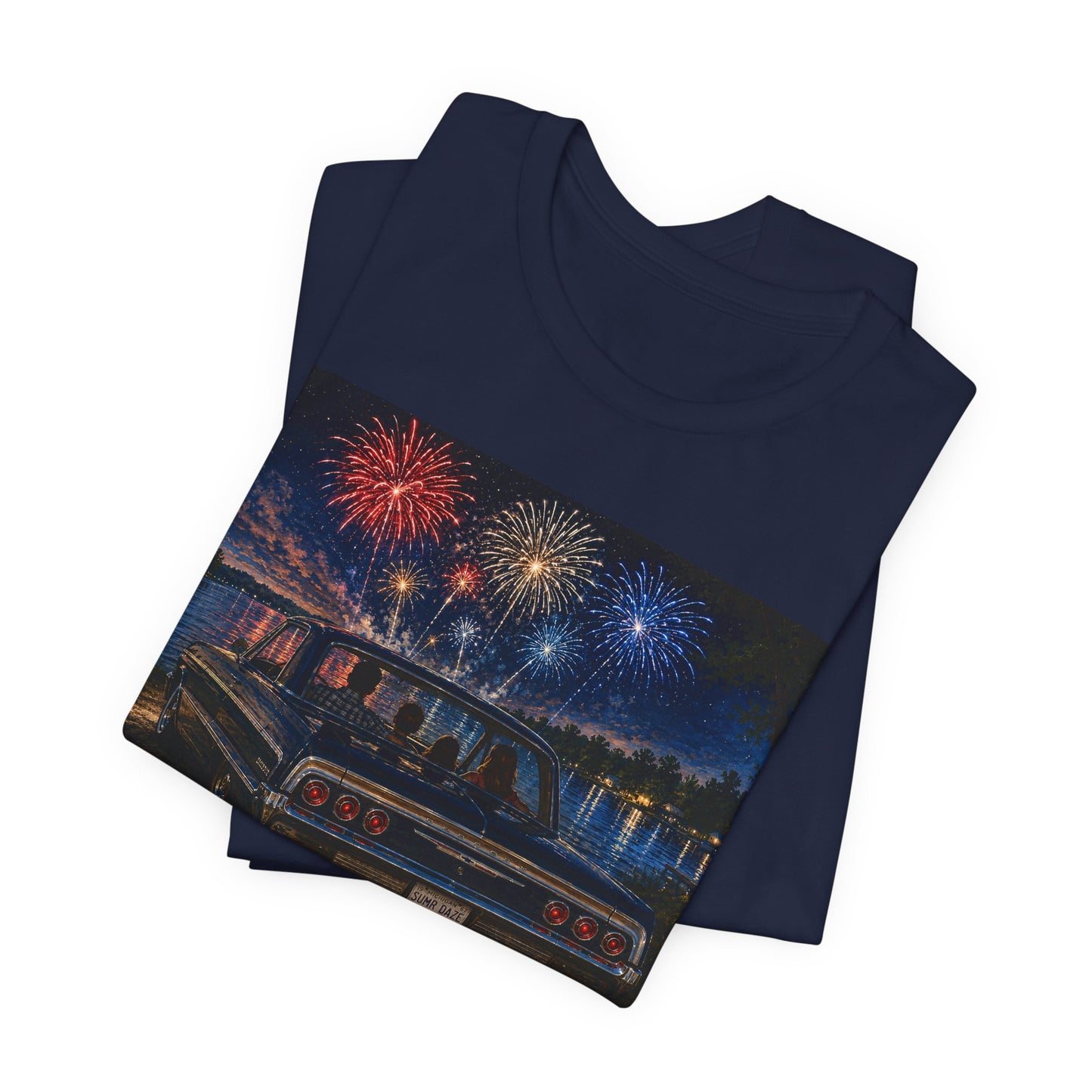 Summer Daze Tee - Retro Car & Fireworks Vintage Graphic Shirt