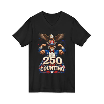 Patriotic '250 and Counting' V-Neck Tee