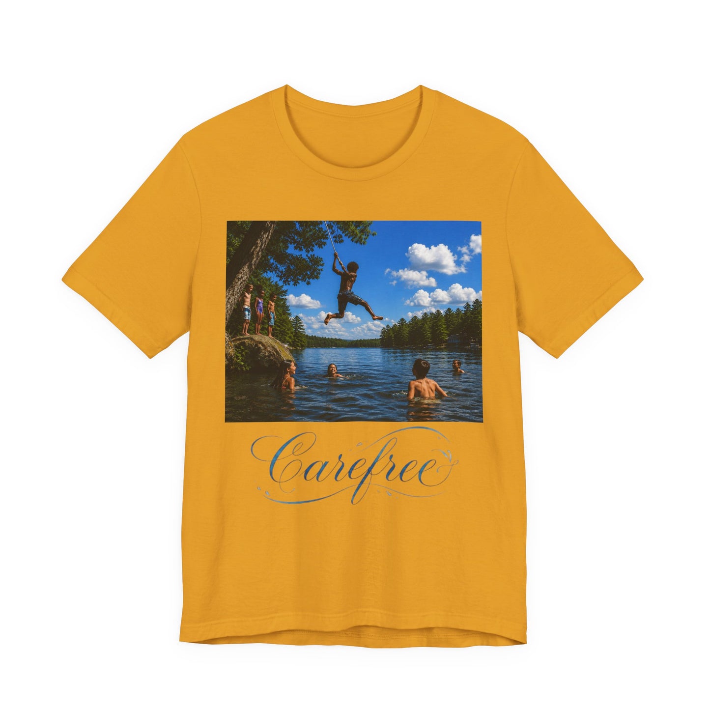 Carefree Summer Tee - Lake Jumping Graphic T-Shirt