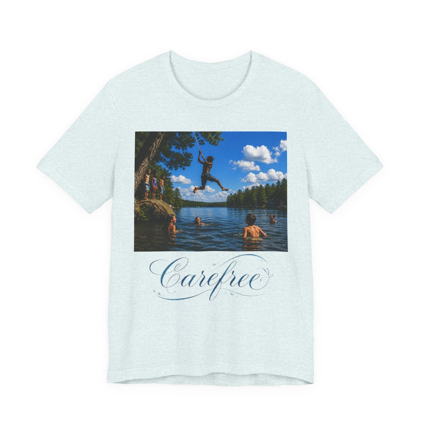 Carefree Summer Tee - Lake Jumping Graphic T-Shirt