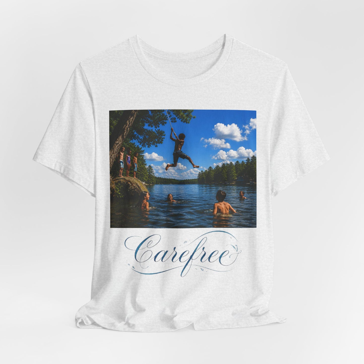 Carefree Summer Tee - Lake Jumping Graphic T-Shirt