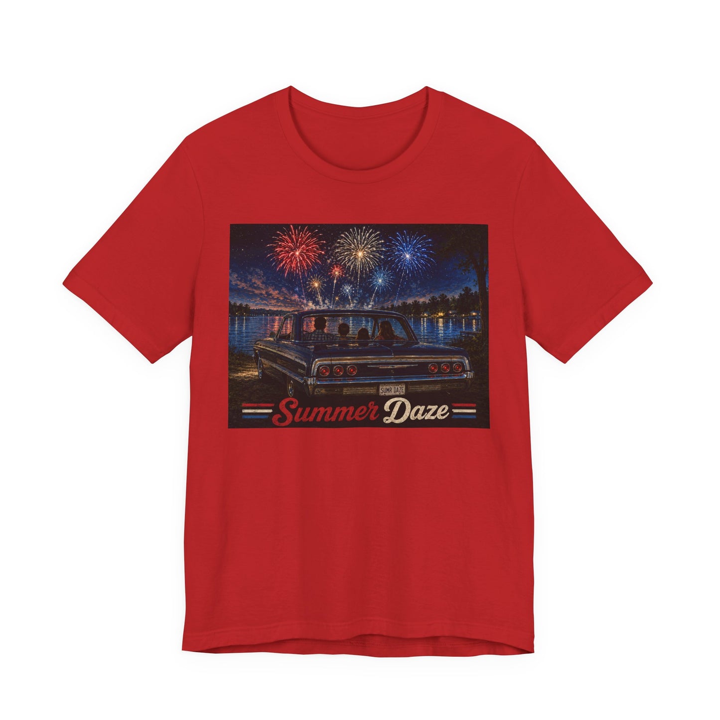 Summer Daze Tee - Retro Car & Fireworks Vintage Graphic Shirt