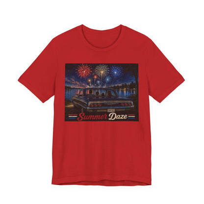Summer Daze Tee - Retro Car & Fireworks Vintage Graphic Shirt