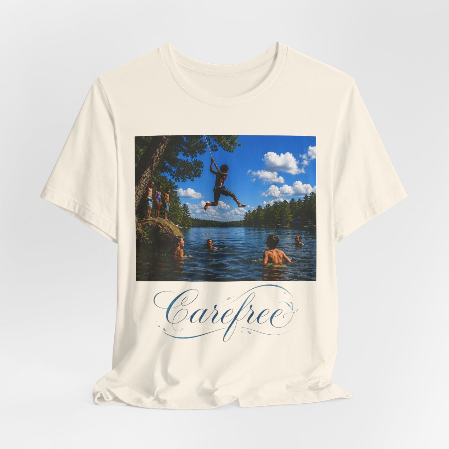 Carefree Summer Tee - Lake Jumping Graphic T-Shirt