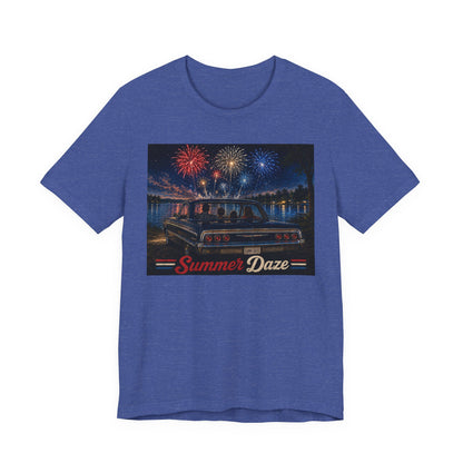 Summer Daze Tee - Retro Car & Fireworks Vintage Graphic Shirt