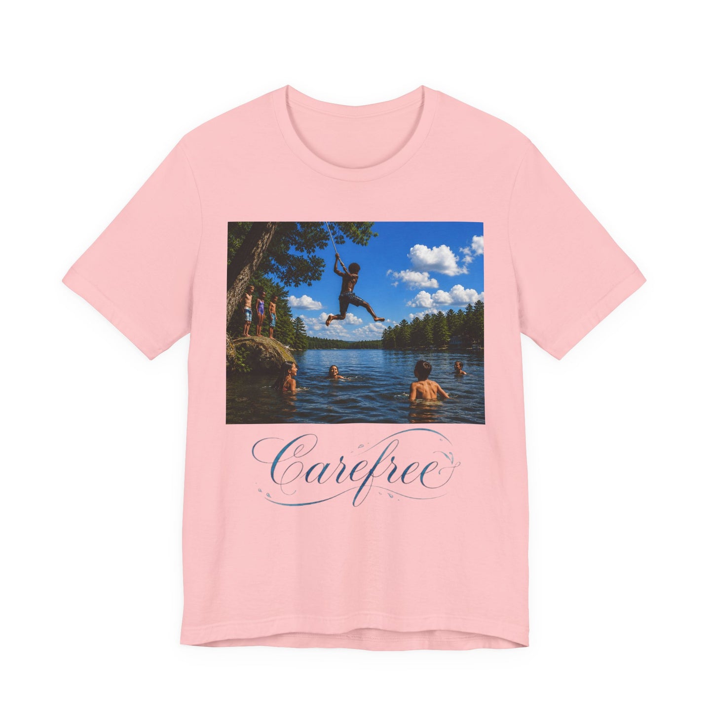 Carefree Summer Tee - Lake Jumping Graphic T-Shirt