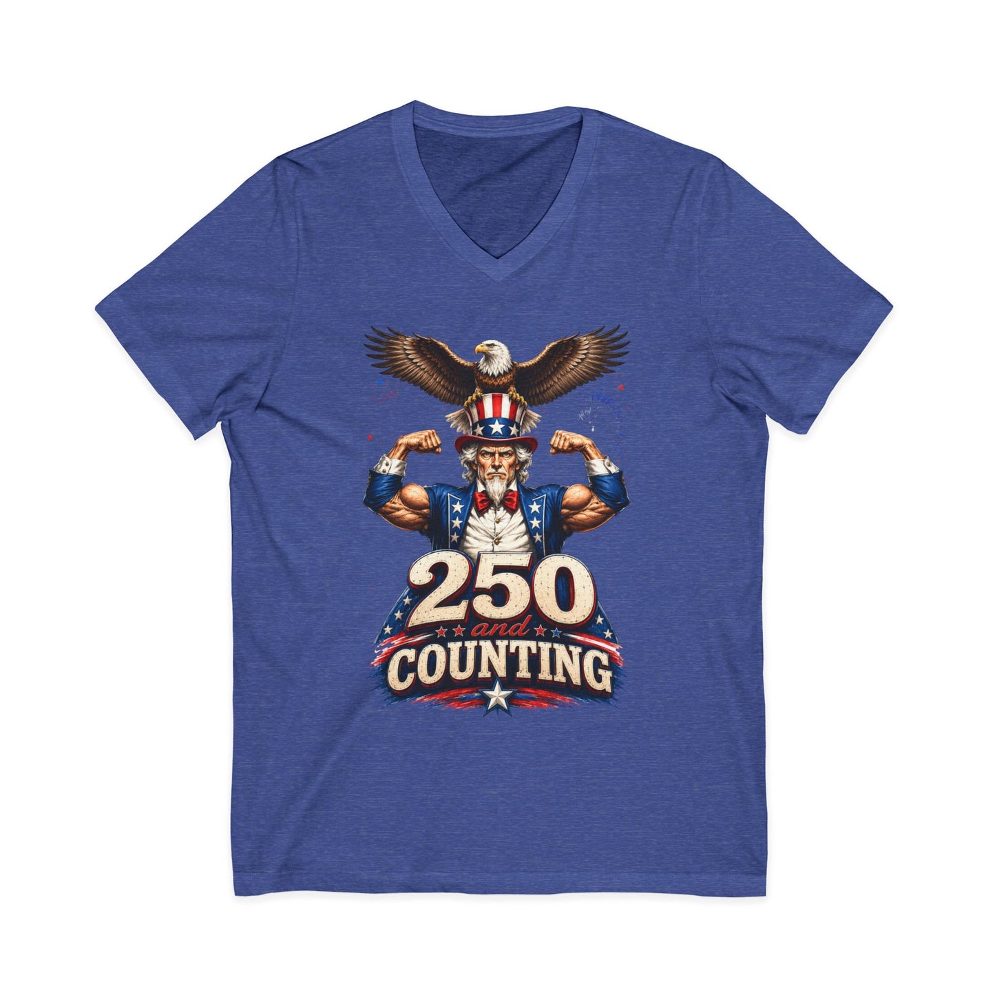 Patriotic '250 and Counting' V-Neck Tee