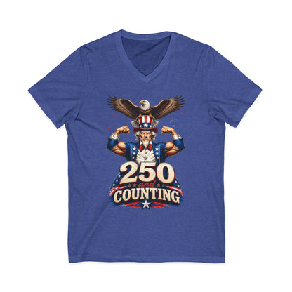 Patriotic '250 and Counting' V-Neck Tee