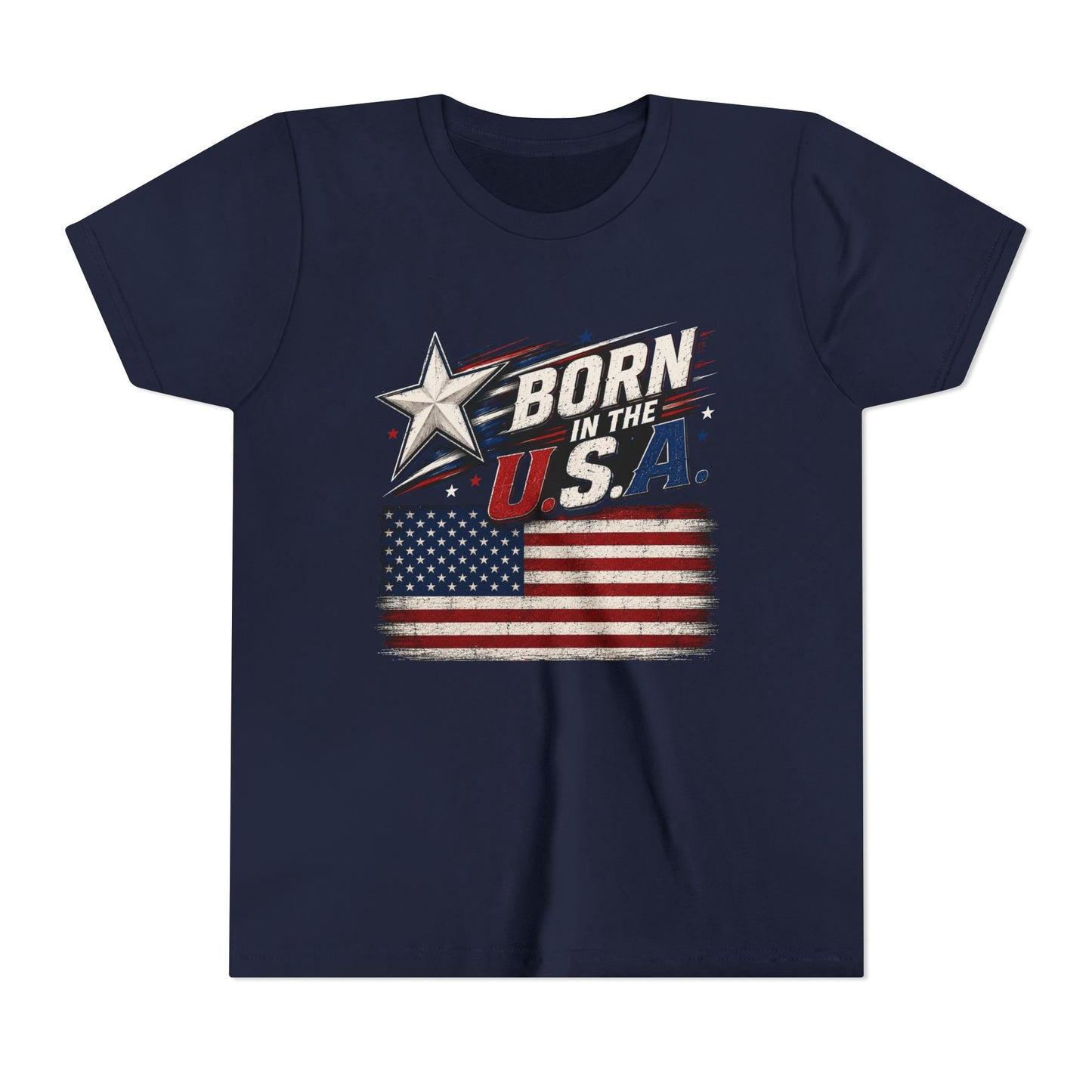 Youth Tee - "Born in the USA" American Flag Patriotic Shirt