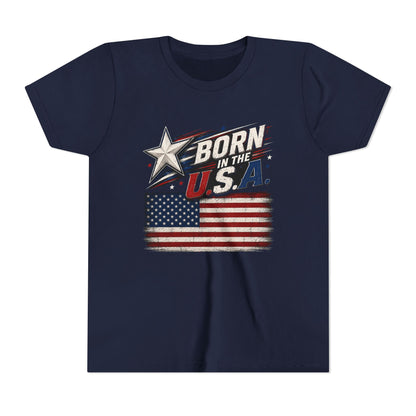 Youth Tee - "Born in the USA" American Flag Patriotic Shirt