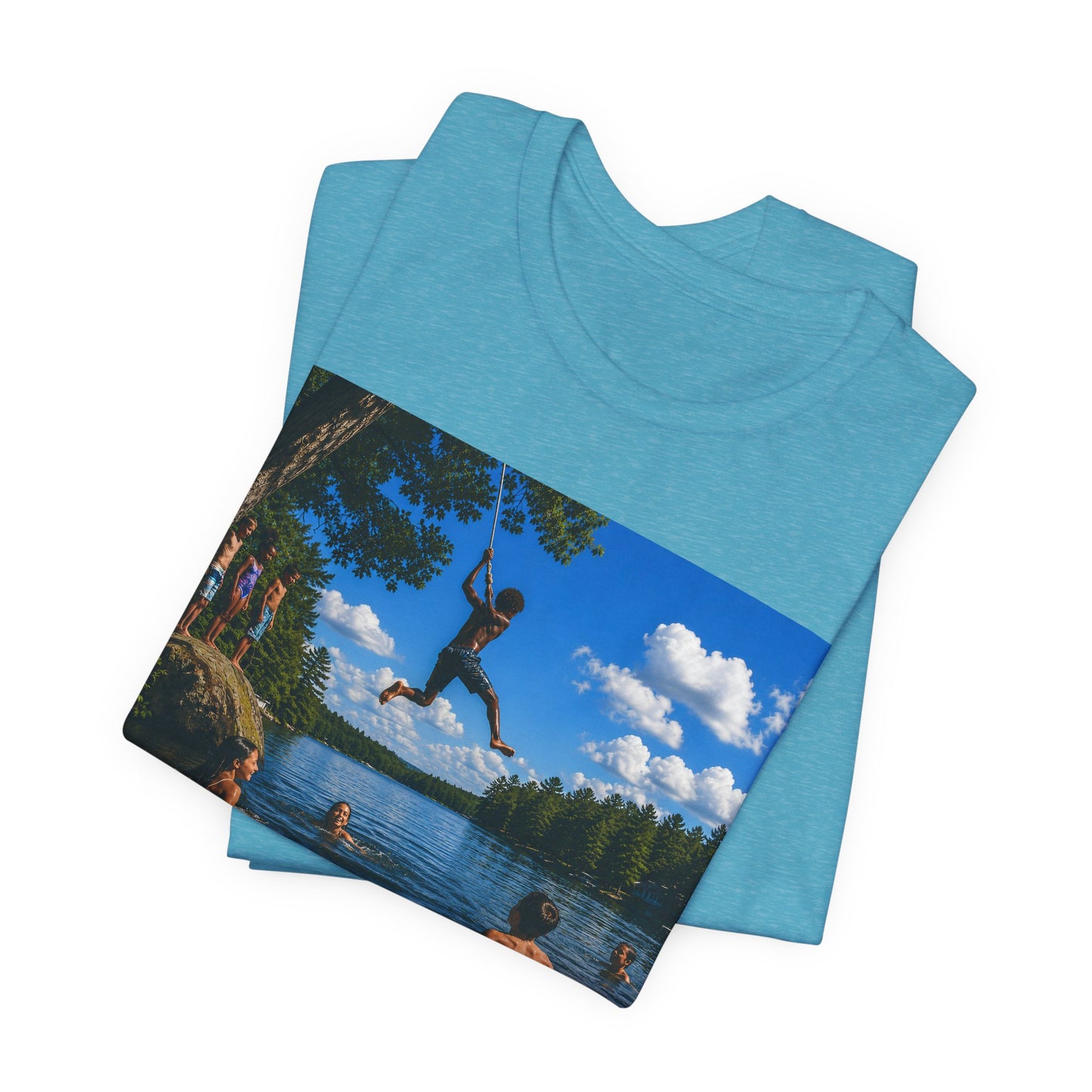 Carefree Summer Tee - Lake Jumping Graphic T-Shirt