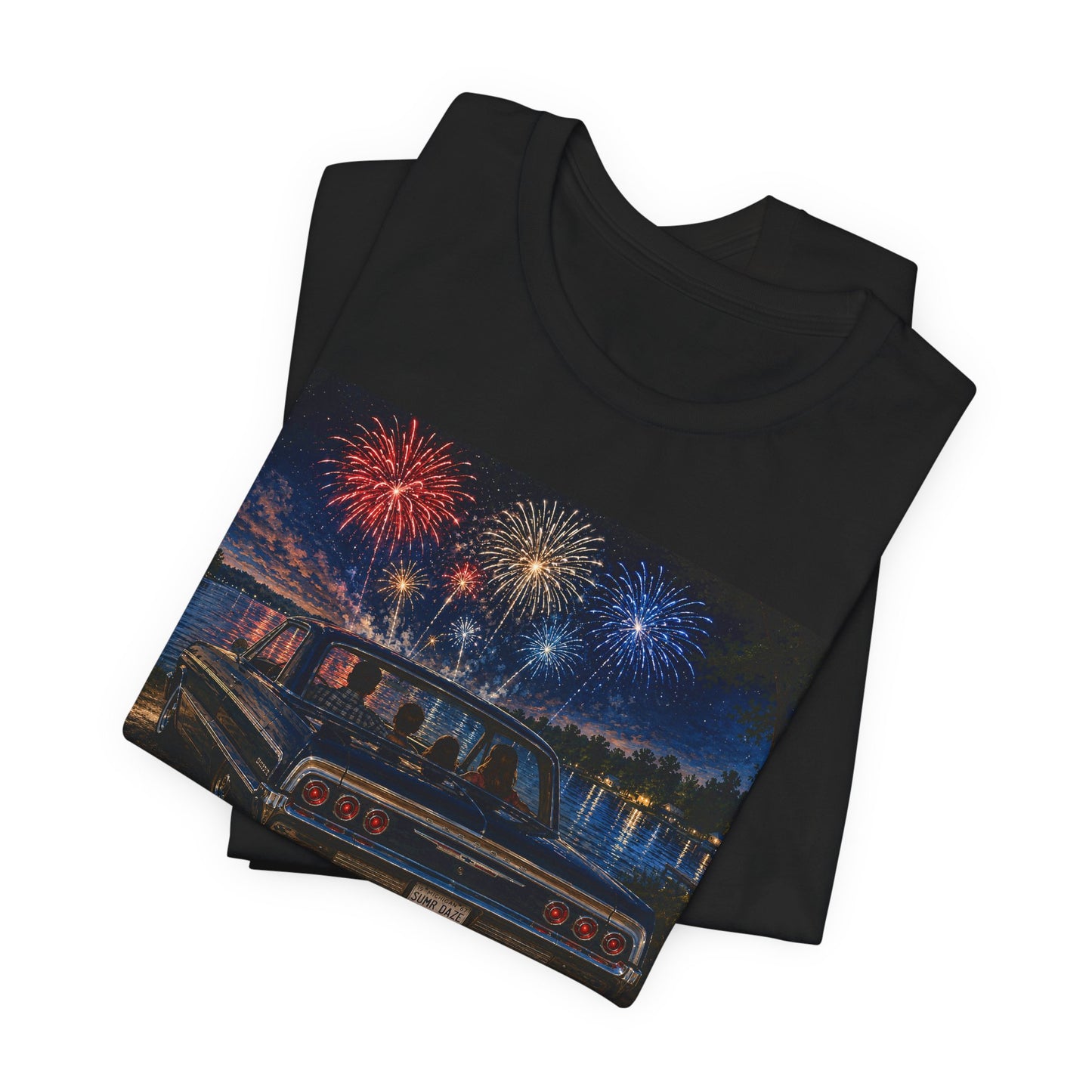 Summer Daze Tee - Retro Car & Fireworks Vintage Graphic Shirt