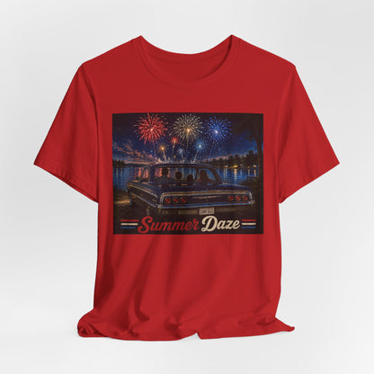 Summer Daze Tee - Retro Car & Fireworks Vintage Graphic Shirt