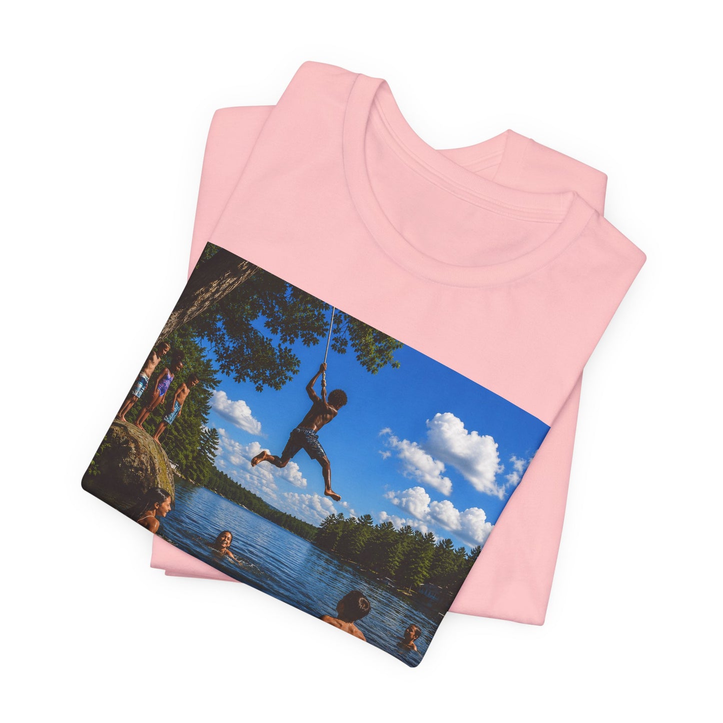 Carefree Summer Tee - Lake Jumping Graphic T-Shirt