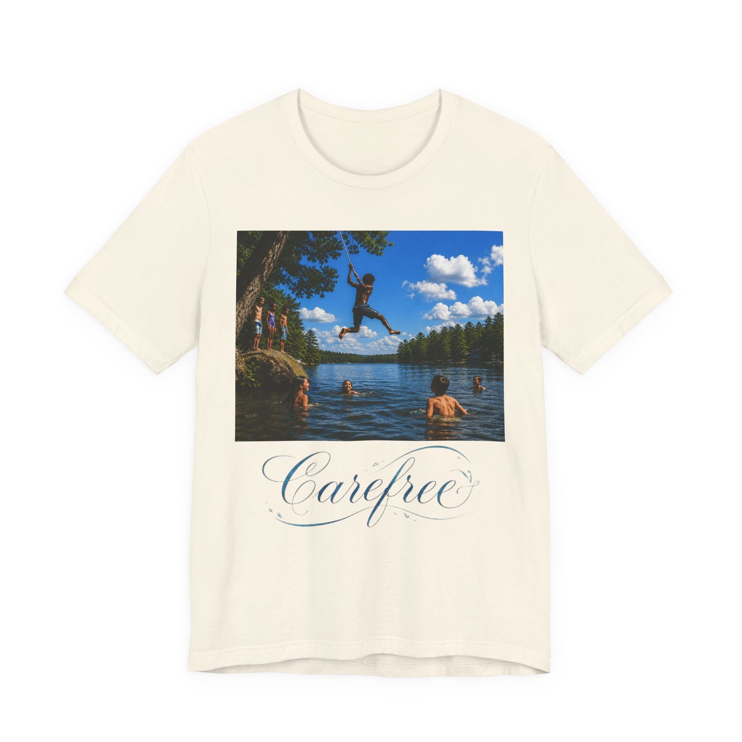 Carefree Summer Tee - Lake Jumping Graphic T-Shirt