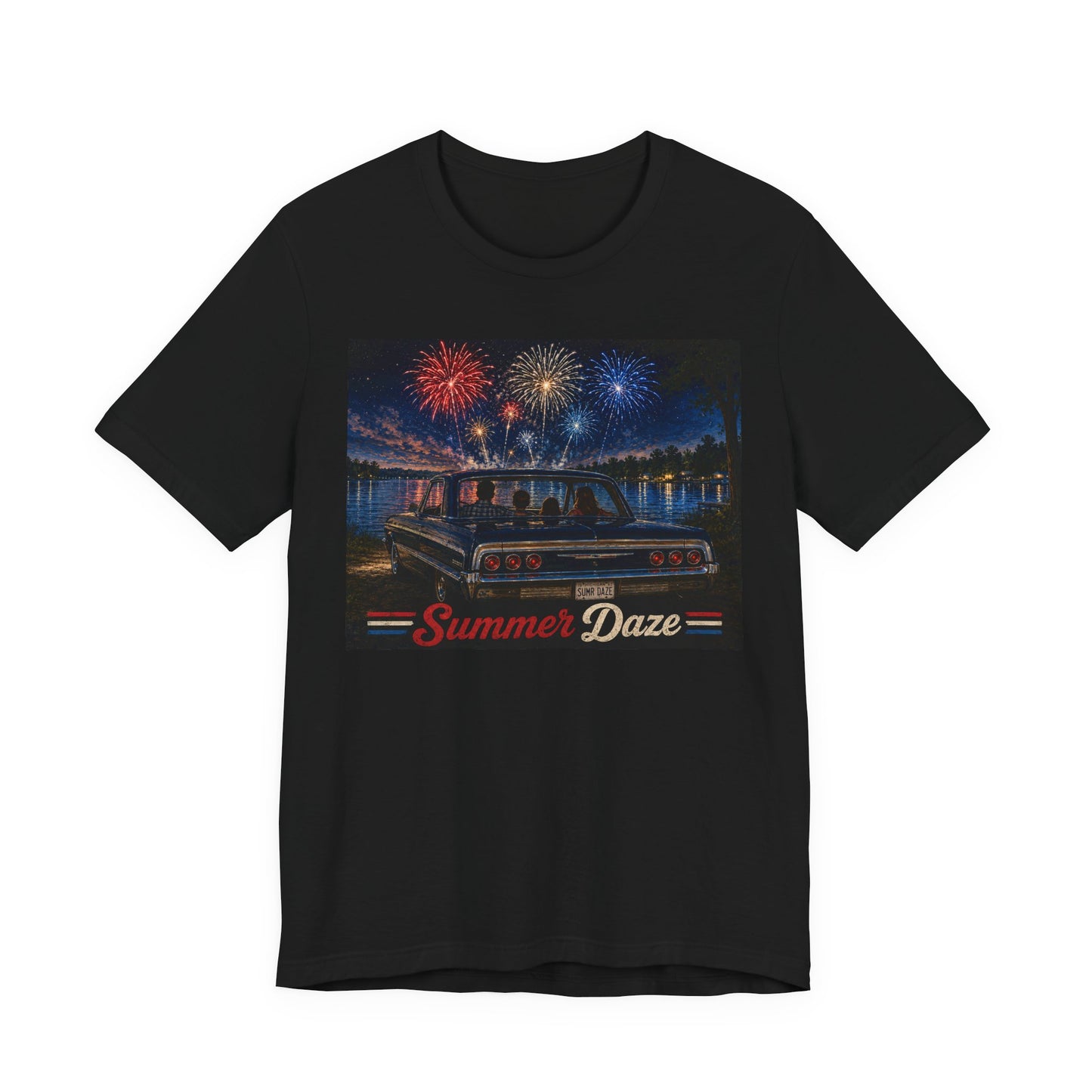 Summer Daze Tee - Retro Car & Fireworks Vintage Graphic Shirt